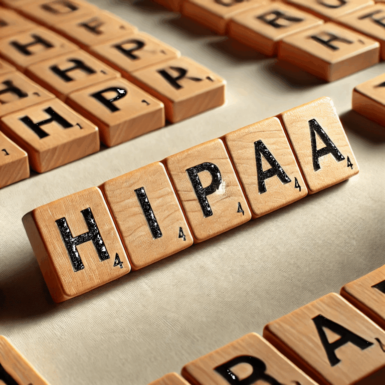 HIPPA spelled out with Scrabble tiles